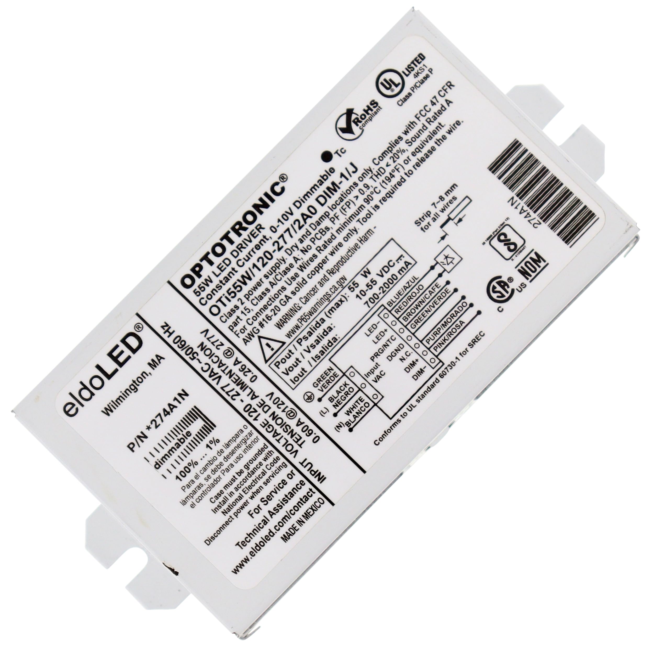 274A1N OPTOTRONIC 55W Constant Current 0-10V Dimmable LED Driver